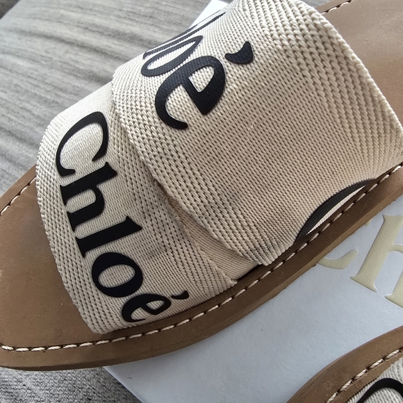 Chloe Woody Logo Slide Sandals Auth W/ Box & Dust Bags Sz 39 - Picture 4 of 12